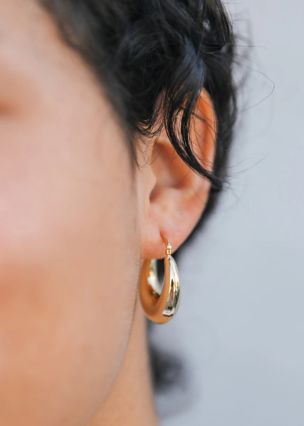 Gold Hoop - Sculptural Wide - Earrings