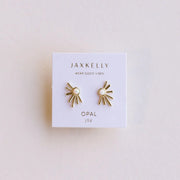 Sun Ray - White Opal - Gold Earrings