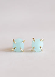 Gemstone Prong - Amazonite - Gold Earrings