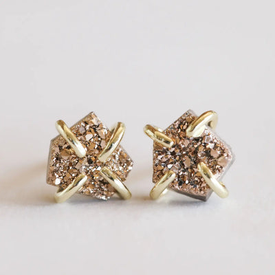 Druzy Prong - Rose Gold - Gold Earrings