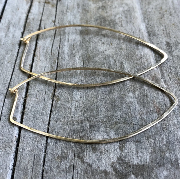 Pointed Oval Hoop Earrings -14k Gold Fill