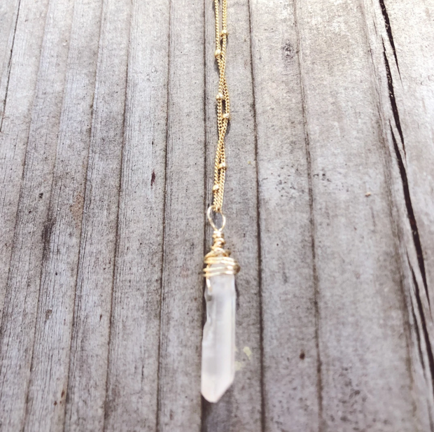 Clear Quartz Necklace  -14k Gold Filled